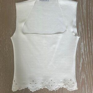 White Top with embroidered cut-out details, ZARA, size SMALL (USA)